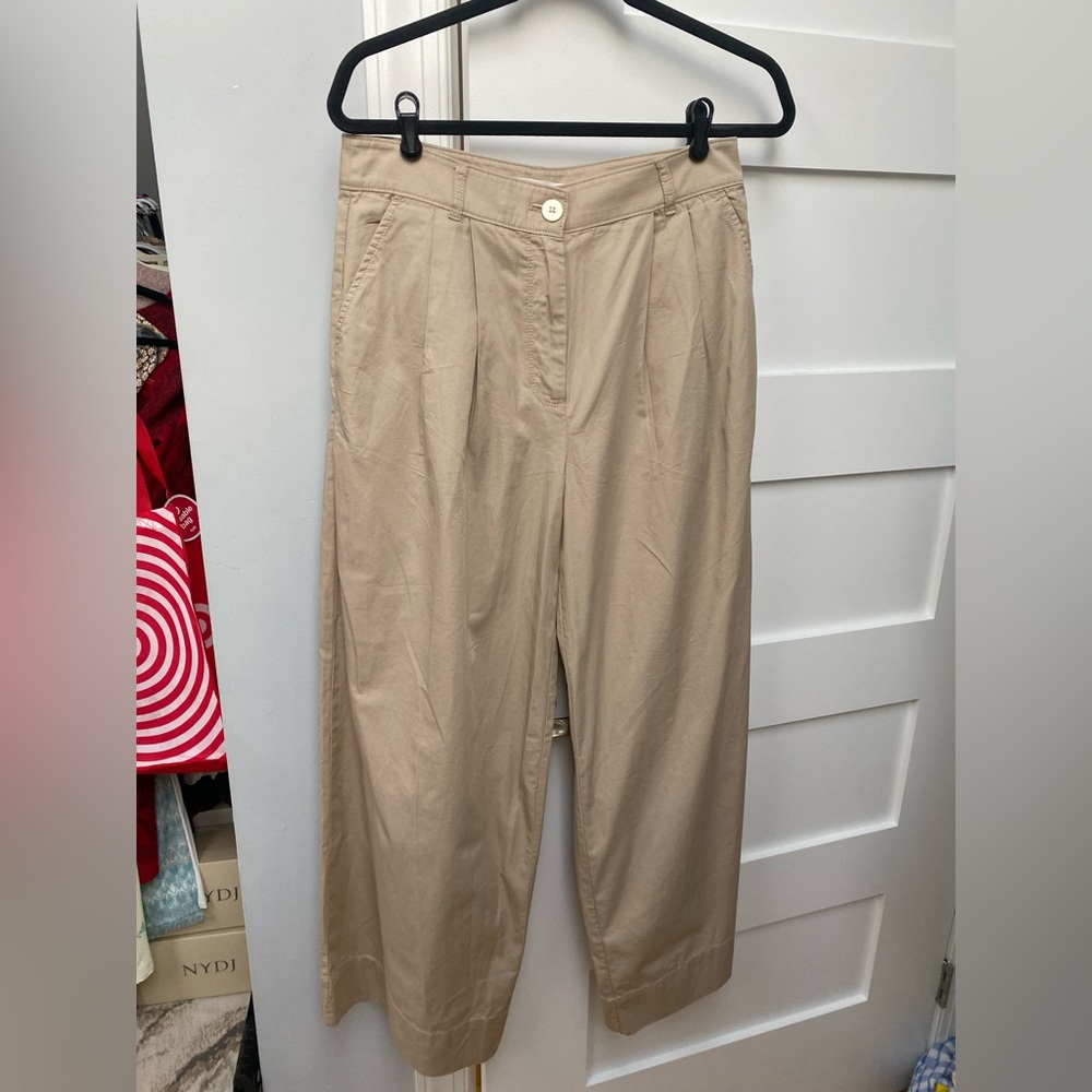LOFT Poplin Wide Leg Pants in khaki - Picture 5 of 9